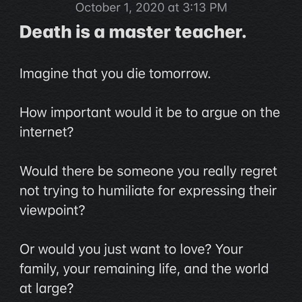 death is a master teacher